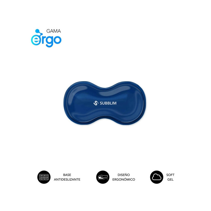 Subblim Ergo Crystal Flex Reposamuñecas para Raton - Gel Refrigerante Autoajustable - Diseño Ondulado Ergonomico - Base Antid