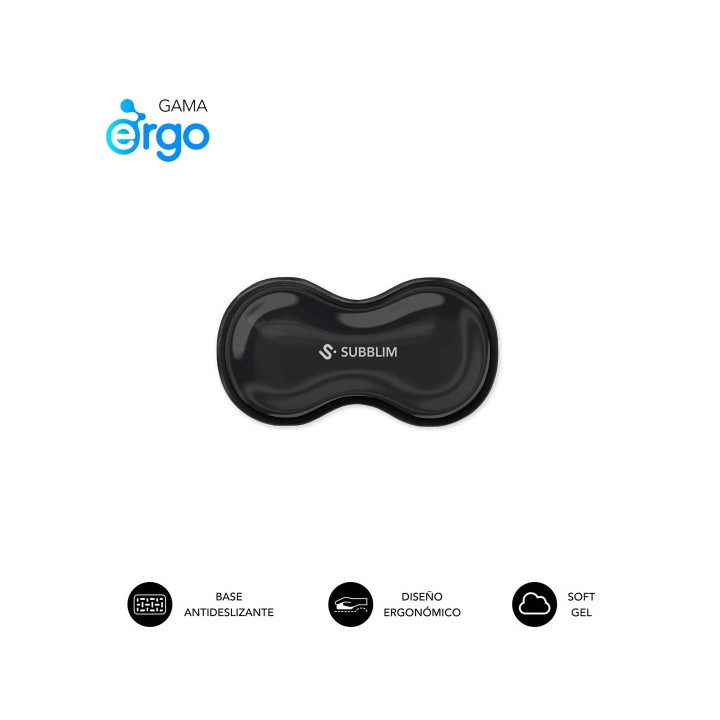 Subblim Ergo Crystal Flex Reposamuñecas para Raton - Gel Refrigerante Autoajustable - Diseño Ondulado Ergonomico - Base Antid