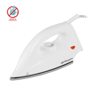 Orbegozo SV 1270 Plancha Seco - Calentamiento Uniforme y Veloz - Base Plana para Calor Homogeneo - Diseño en Punta para Llegar