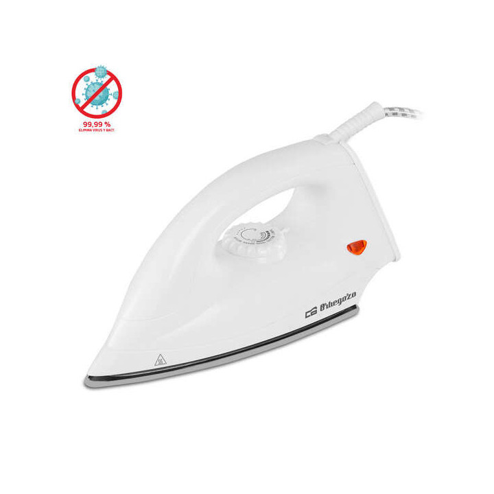 Orbegozo SV 1270 Plancha Seco - Calentamiento Uniforme y Veloz - Base Plana para Calor Homogeneo - Diseño en Punta para Llegar