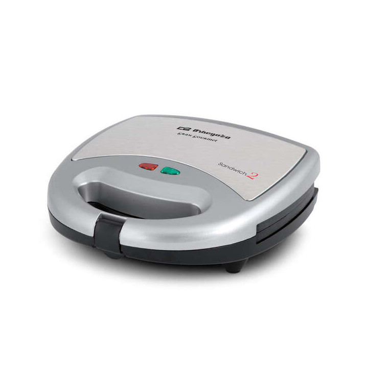 Orbegozo SW 6000 Sandwichera Compacta - para 2 Sandwiches - Revestimiento Antiadherente - Control de Temperatura - Potencia 800
