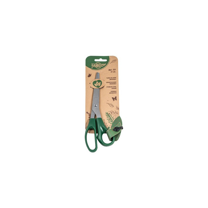 Faibo Tijeras de Oficina 21cm - Acero Inoxidable - Empuñadura Ergonomica - Punta Roma - Color Verde Oscuro