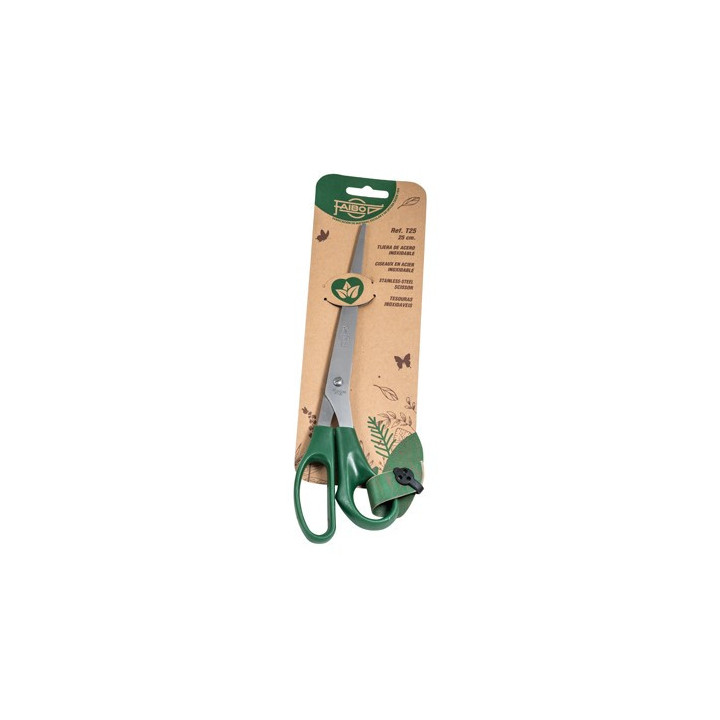 Faibo Tijeras de Oficina 25cm - Acero Inoxidable - Empuñadura Ergonomica - Punta Roma - Color Verde Oscuro