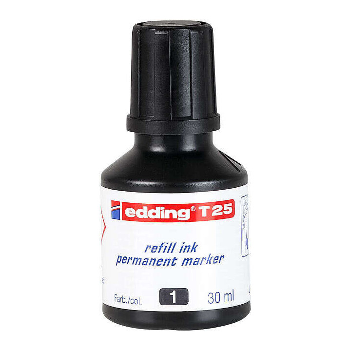 Edding T25 Bote de Recarga para Rotulador Permanente - Capacidad 30ml - Color Negro