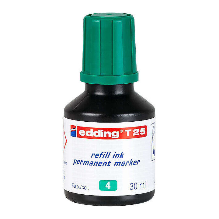 Edding T25 Bote de Recarga para Rotulador Permanente - Capacidad 30ml - Color Verde