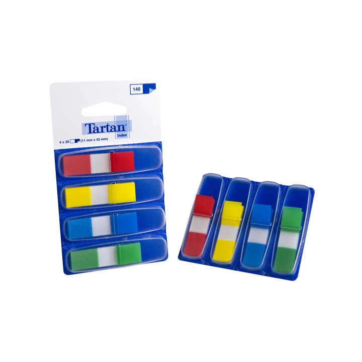 Tartan Pack de 4 Dispensadores de 35 Marcadores Adhesivos Reposicionables - 11x43mm - Colores Surtidos