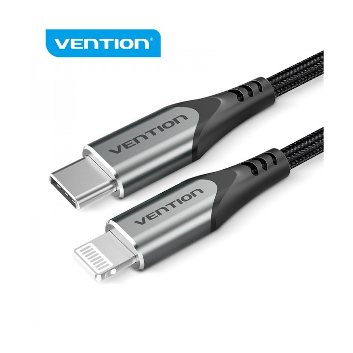 Vention Cable USB-C a Lightning 3A 27W 480Mbps MFi - 2m - Color Gris