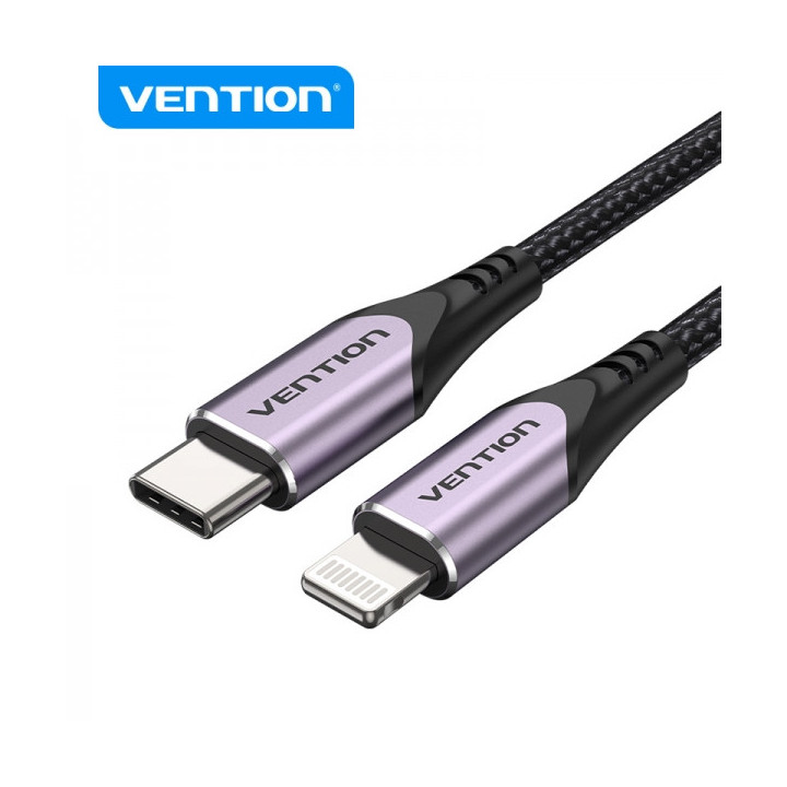 Vention Cable USB-C a Lightning 3A 27W 480Mbps MFi - 1m - Color Morado