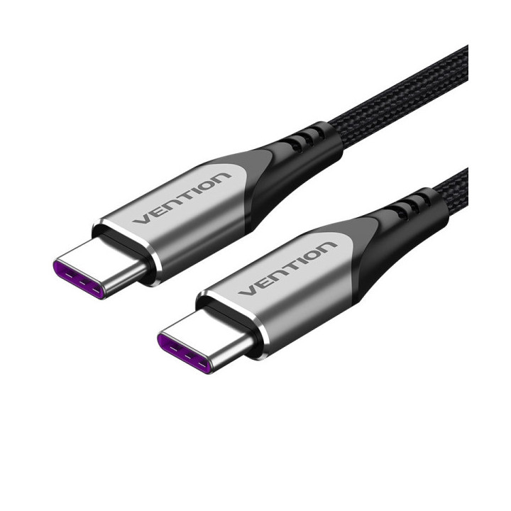 Vention Cable USB-C 2.0 a USB-C 2.0 5A 100W - 1.5m - Trenzado - Color Gris