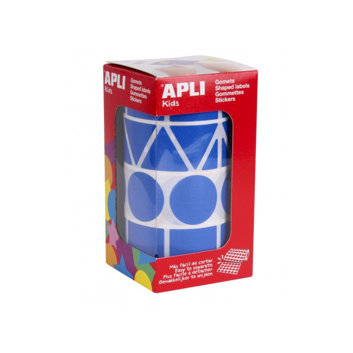 Apli Rollo de Gomets con Formas Surtidas - Adhesivo Permanente - 1.357 Gomets - Ideal para Guarderias - Desarrolla Psicomotrici