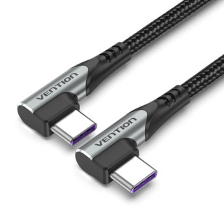 Vention Cable USB-C 2.0 a USB-C 2.0 5A 100W - 0.5m - Trenzado - Acodado en los Dos Extemos - Color Gris