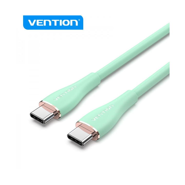 Vention Cable USB-C Macho a USB-C Macho - 1m - Verde Silicona - 5A 100W 480Mbps