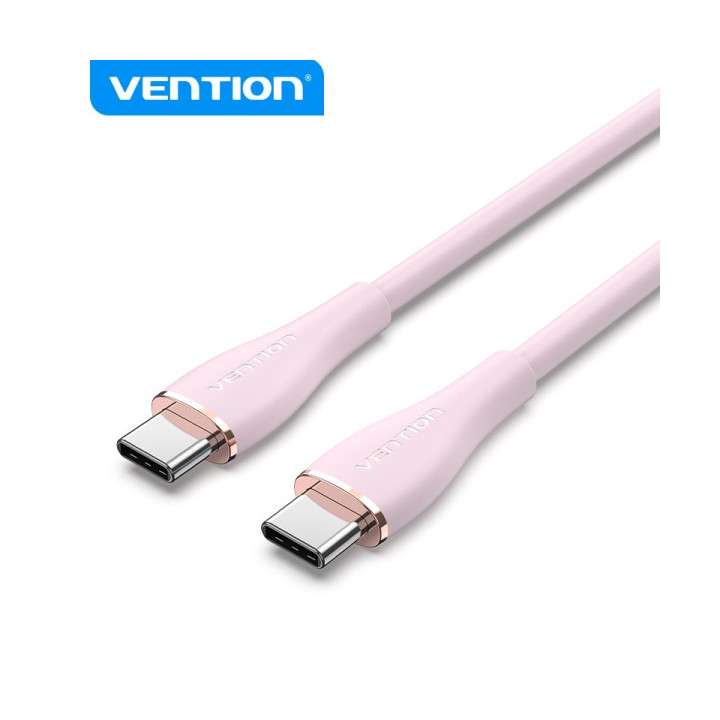 Vention Cable USB-C Macho a USB-C Macho - 1m - 5A 100W 480Mbps - Color Rosa Silicona