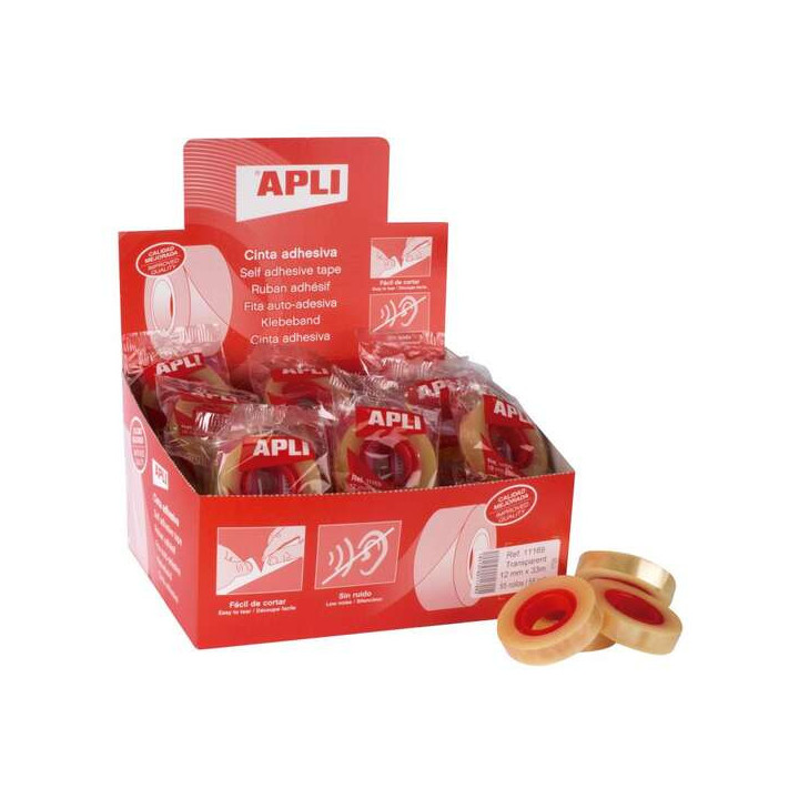Apli Expositor de 55 Cintas Adhesivas Transparente 12 mm x 33 m