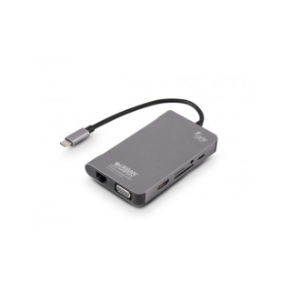 Urban Factory Hubee Plus HUB 10 en 1 - USB-C Macho - Hembra: USB-C/USB-A/HDMI/SD/MSD/JACK 3.5mm/RJ45/VGA Hembra - Color Gris Me