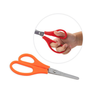 Faibo Tijeras Escolares Confort para Zurdos 13.5cm - Punta Redonda - Acero Inoxidable - Empuñadura de Plastico - Colores Surti