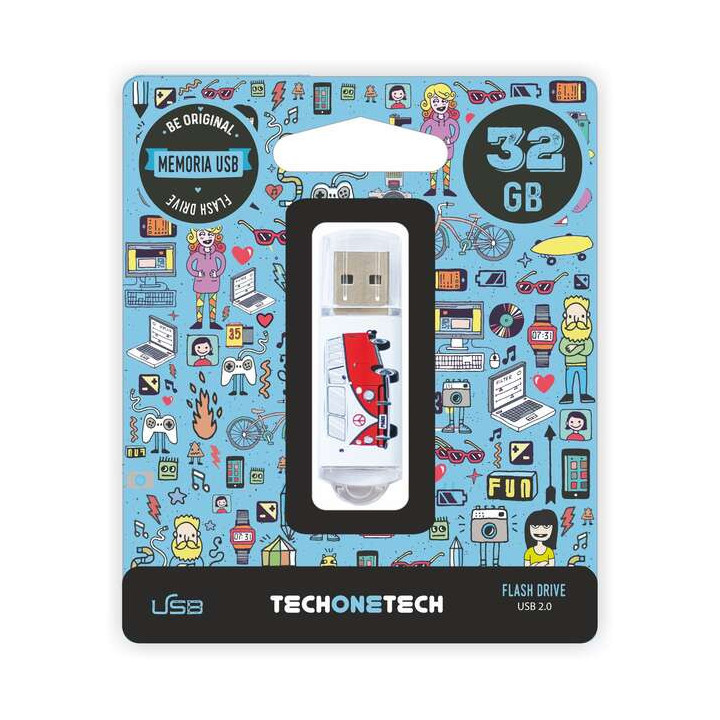 TechOneTech Camper Van Van Memoria USB 2.0 32GB (Pendrive)