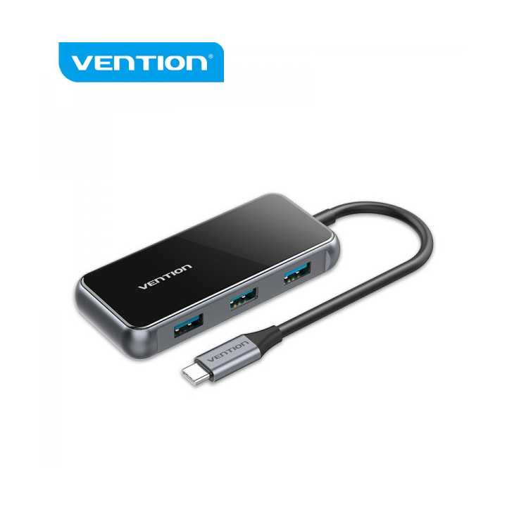 Vention HUB 5 en 1 USB-C a USB3.0*4/PD - 0.15m - Color Gris Piano
