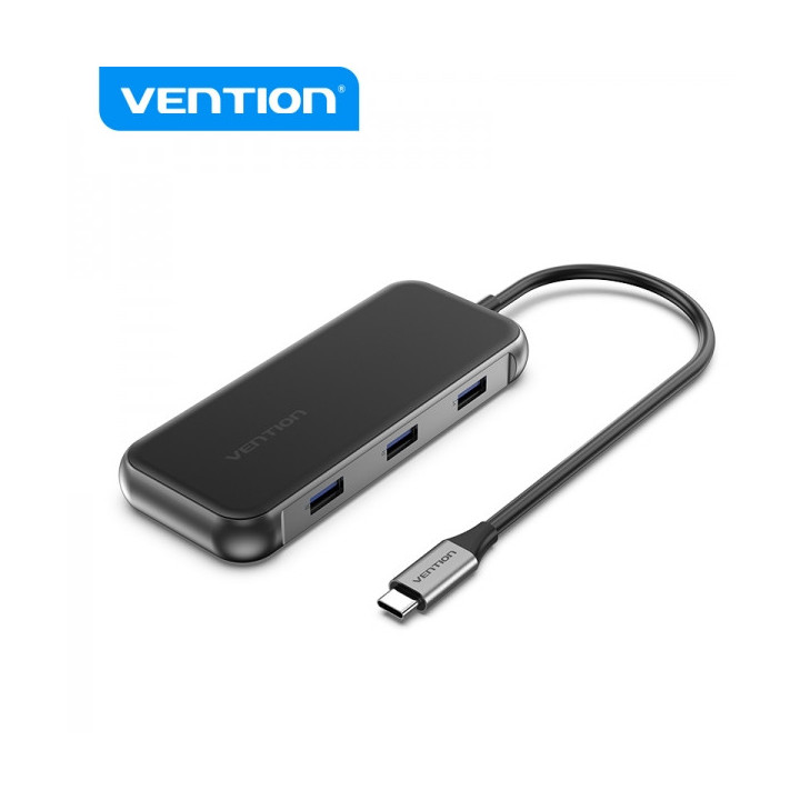 Vention Docking Station 7 en 1 USB-C a HDMI 4K/VGA/USB3.0x3/RJ45/PD - 0.15m - Color Gris Espejo