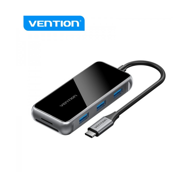 Vention Docking Station 7 en 1 USB-C a HDMI/3xUSB3.0/Lector SD/MicroSD/PD100W - 0.15m - Color Gris