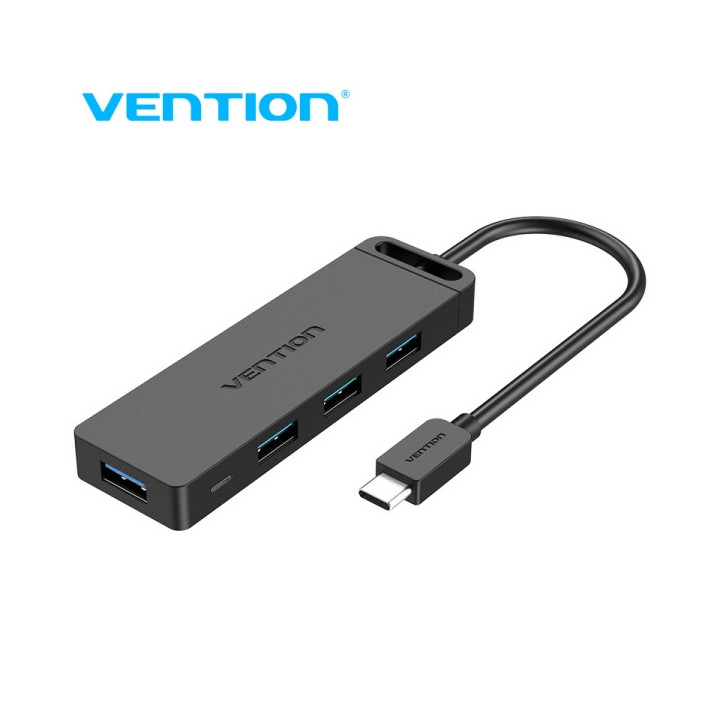 Vention Hub USB C 4 Puertos - Alta Velocidad 5 Gbps - Compatible OTG - Amplia Compatibilidad - Color Negro