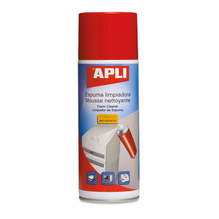 Apli Espuma Limpiadora Antiestatica - 400ml - Limpieza Externa de Aparatos Electronicos - Mejora El Rendimiento y Prolonga la V