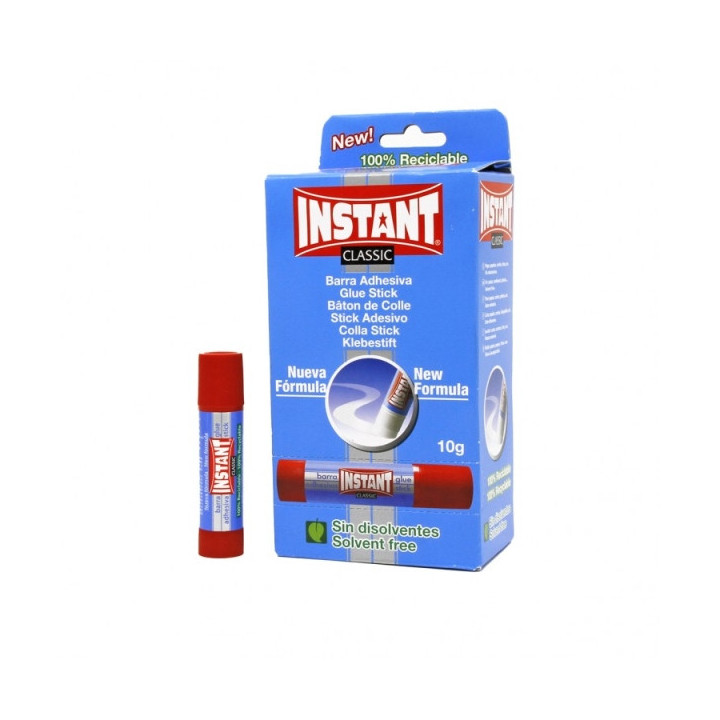 Instant Classic Barra de Pegamento 10grs - Apto para Uso Infantil y/o Domestico - Lavable - Sin Disolventes