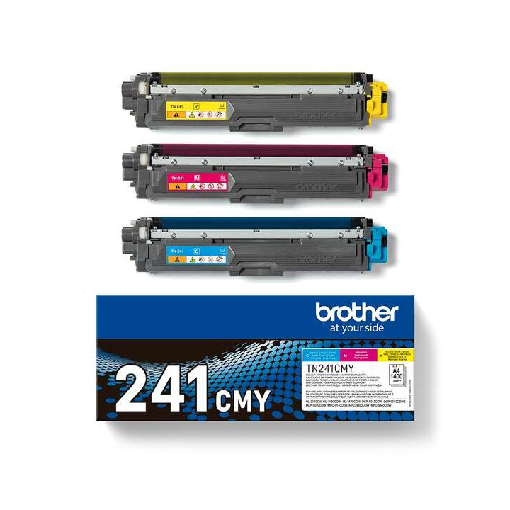 Brother TN241 Pack de 3 Cartuchos de Toner Originales - Cian