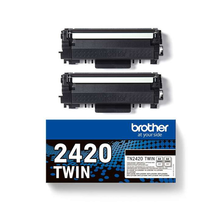 Brother TN2420 Negro Pack de 2 Cartuchos de Toner Originales - TN2420TWIN
