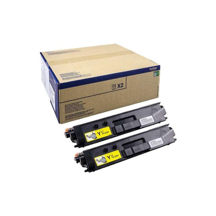 Brother TN329 Amarillo Pack de 2 Cartuchos de Toner Originales - TN329YTWIN