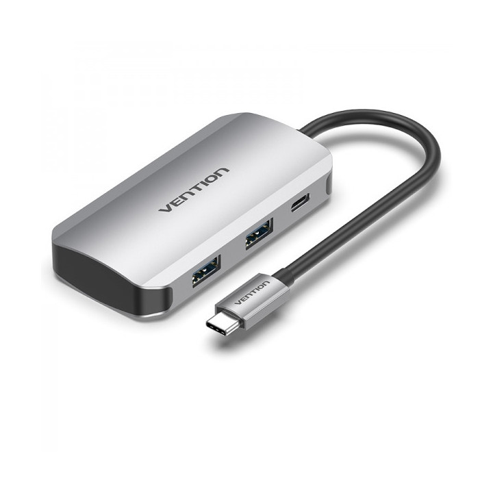 Vention HUB 5 en 1 USB-C a 4xUSB3.0/PD100W - 0.15m - Color Gris
