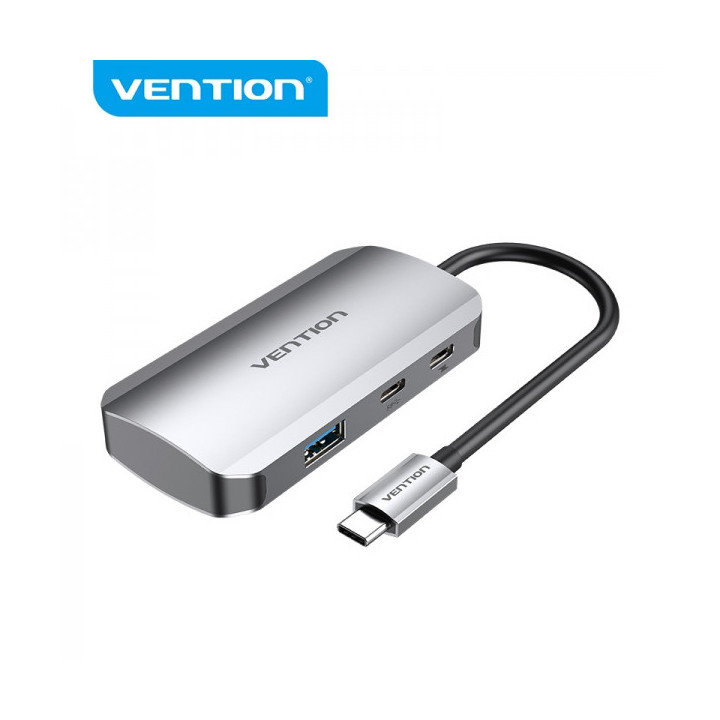 Vention HUB 5 en 1 USB-C a 3xUSB3.0/USB-C Gen1/PD100W - 0.15m - Color Gris