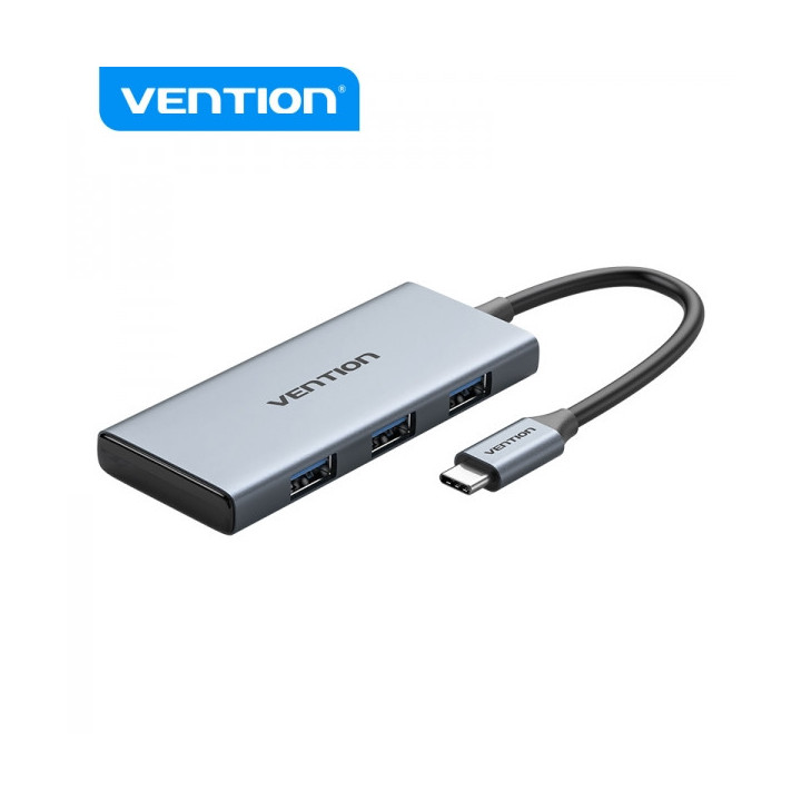 Vention Docking Station 6 en 1 USB-C a HDMI 4K/3xUSB 3.0/Lector SD/MicroSD - 0.15m - Color Gris