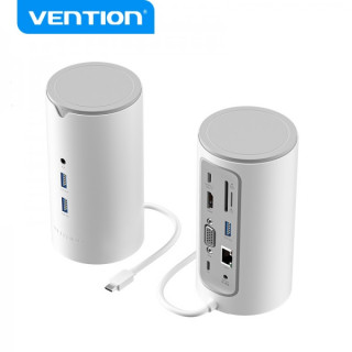 Vention Docking Station 12 en 1 USB-C a HDMI 4K/VGA/3xUSB3.0/USB-C Gen1/RJ45/Lector SD/2XJack Audio/DC 5V/PD100W TPHWC - 0.15m