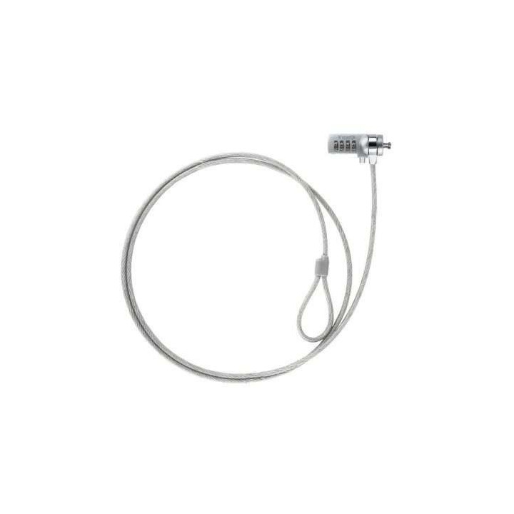 Tooq Cable de Seguridad Universal con Combinacion para Portatiles - Bloqueo de 4 Digitos - Acero 4.5mm - Longitud 1.50m