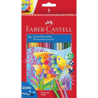 Faber-Castell Classic Colour Acuarelable Pack de 36 Lapices de Colores Hexagonales Acuarelables + Pincel - Resistencia a la Rot