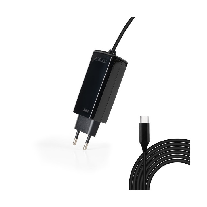 Tooq Cargador de Portatil GaN USB-C/PD 100W - Cable de 1.80m - Color Negro