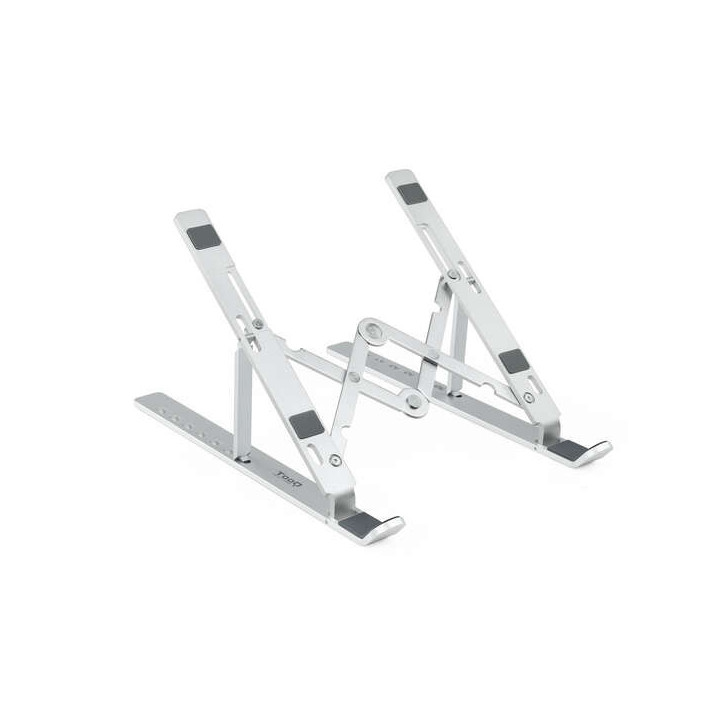 Tooq Soporte para Portatil hasta 15" - 7 Niveles de Altura - Plegable - Base Antideslizante - Peso Max 5kg - Color Plata