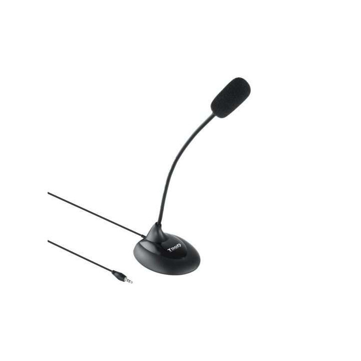 Tooq Microfono de Escritorio Flexible Omnidireccional - Interruptor On/Off - Cable de 2m - Jack 3.5mm - Color Negro