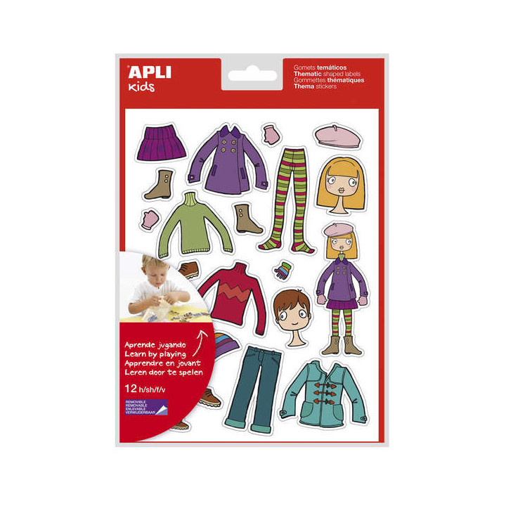 Apli Bolsa de Gomets Tematicos el Armario - 252 Gomets en 12 Hojas - Adhesivo Removible - Desarrollados con Educadores - Adhesi