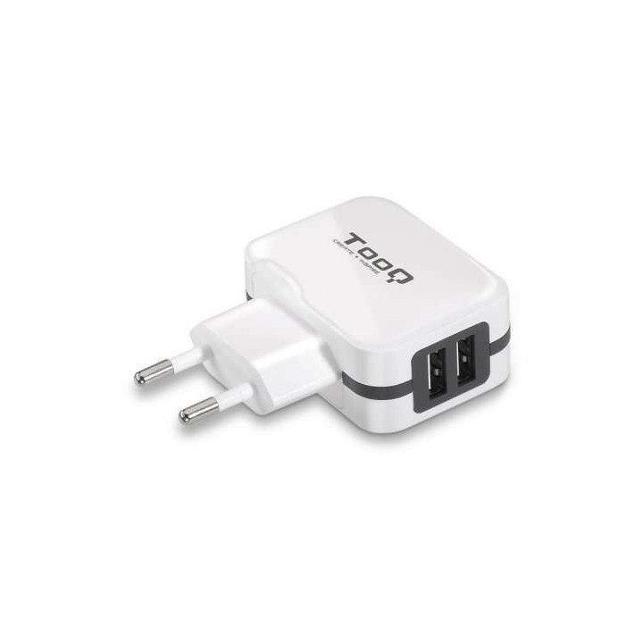 Tooq Cargador de Pared 2x USB 2.0 - Tecnologia AI - Color Blanco
