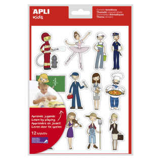 Apli Gomets Tematicos las Profesiones - 144 Unidades - Adhesivo Removible - Desarrollados con Educadores - Ilustraciones Divert