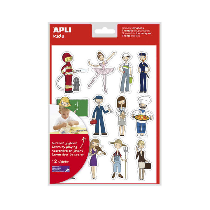 Apli Gomets Tematicos las Profesiones - 144 Unidades - Adhesivo Removible - Desarrollados con Educadores - Ilustraciones Divert