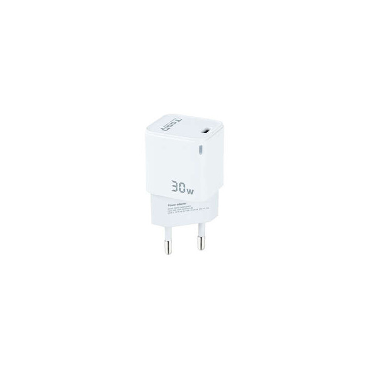 Tooq Cargador de Pared GaN USB-C/PD 30W - Color Blanco