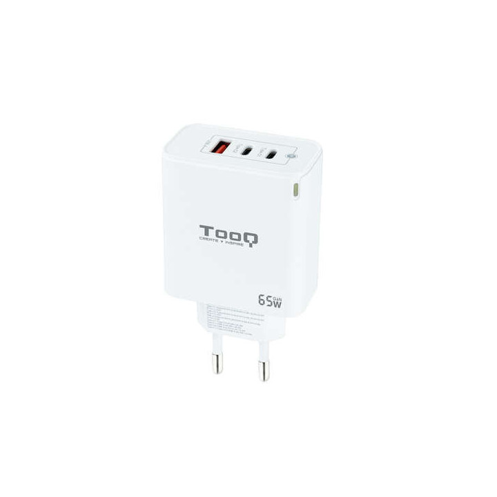 Tooq Cargador de Pared GaN 2 USB-C/PD + USB-A/QC 65W - Color Blanco