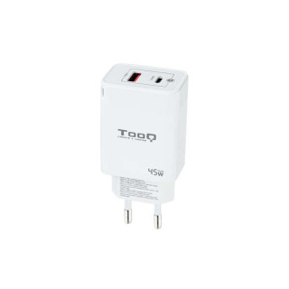 Tooq Cargador de Pared GaN USB-C/PD + USB-A/QC 45W - Color Blanco