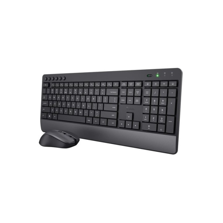 Trust Trezo Pack Teclado + Raton Inalambrico - Teclas Silenciosas - Fabricado con Material Reciclado - Color Negro