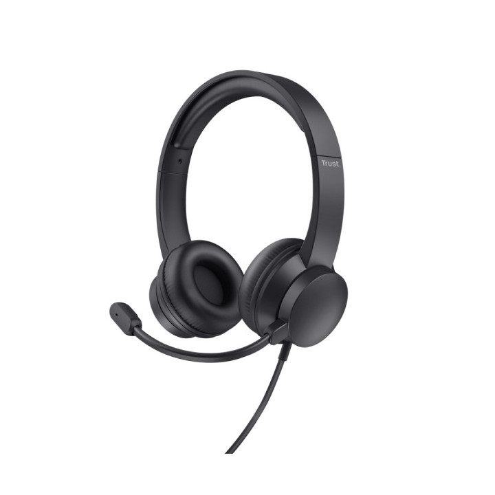 Trust Auriculares Ayda para PC - Diadema Ajustable - Mando de Volumen Supraaural - Microfono Plegable - Conexion de Audio de 3.