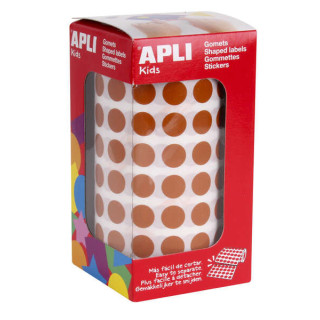 Apli Gomets Redondos Marron Ø 10.5mm - 59 Hojas Pretroqueladas - 5192 Gomets por Rollo - Ideal para Escuelas y Talleres Infant