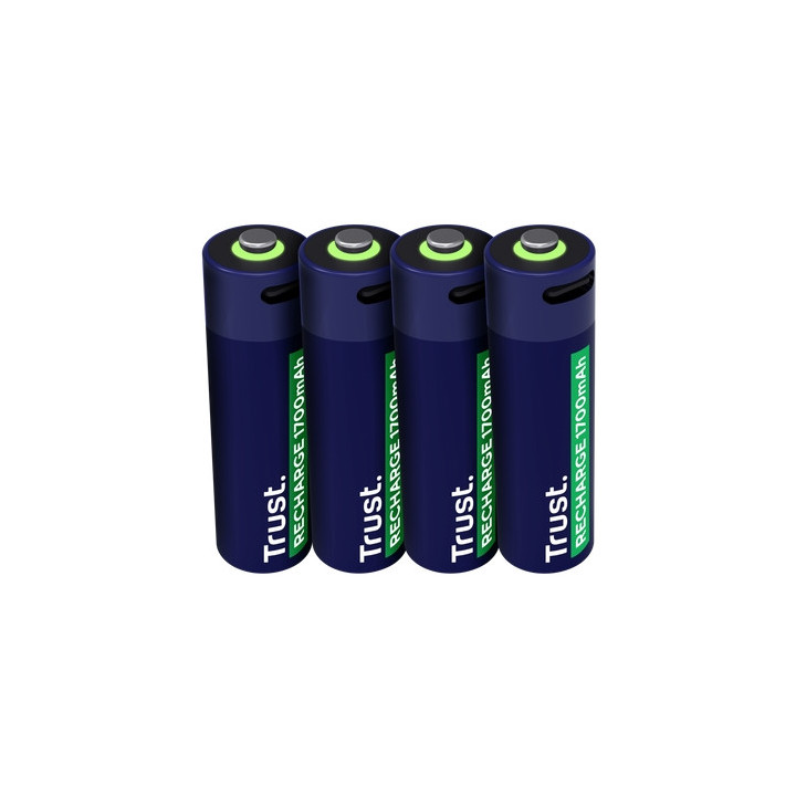 Trust Pack de 4 Pilas Recargables 1700 mAh AA